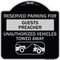 Signmission Reserved Parking for Guest Preacher Unauthorized Vehicles Towed Away Alum, 18" x 18", BS-1818-23101 A-DES-BS-1818-23101 - alternate 1